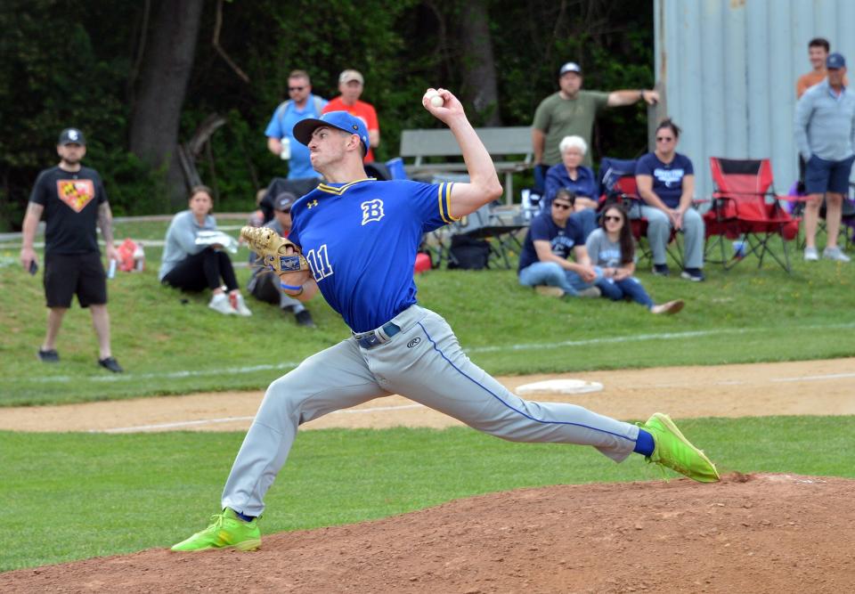 Clear Spring's Hutson Trobaugh pitched 5 2/3 shutout innings with seven strikeouts in a 3-0 victory over Catoctin in the Maryland Class 1A West Region II championship game Tuesday.