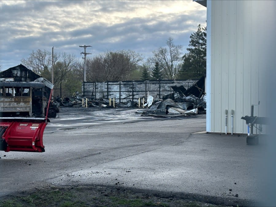 A fire broke out at the Kelloggsville Public Schools bus garage Friday morning. (April 19, 2024)