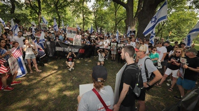 Hundreds rallied in New York's Central Park on Sunday, June 30, on behalf of American hostages held by Hamas since the Oct. 7 attack on Israel. The family of New Jersey's Edan Alexander was among those who addressed the crowd.