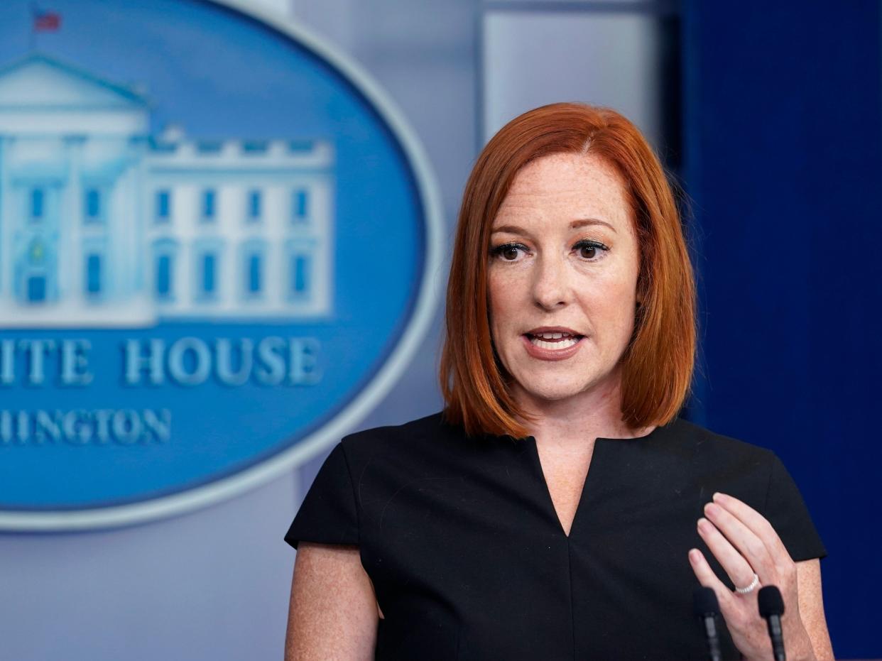 White House press secretary Jen Psaki speaks during the daily briefing at the White House in Washington, Friday, July 9, 2021 (AP)