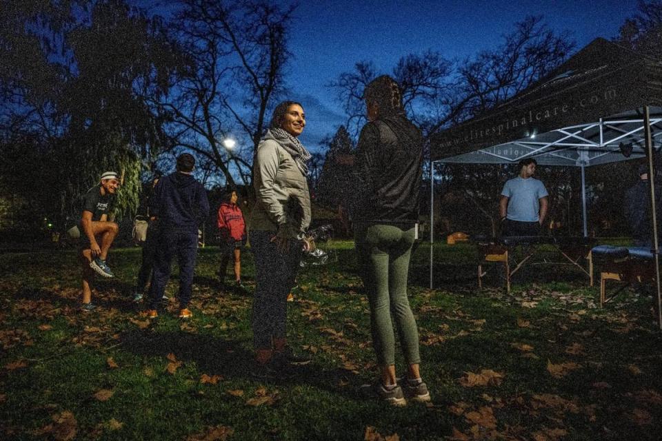 Corremos Sacramento co-founder Dalia Ramirez-Robles welcomes participants of the running and walking group in January at McKinley Park in East Sacramento. She said she started the group for like-minded people who wanted to stay active.