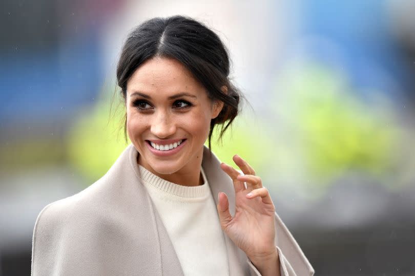 Meghan Markle is seen ahead of her visit with Prince Harry to the iconic Titanic Belfast during their trip to Northern Ireland on March 23, 2018 in Belfast