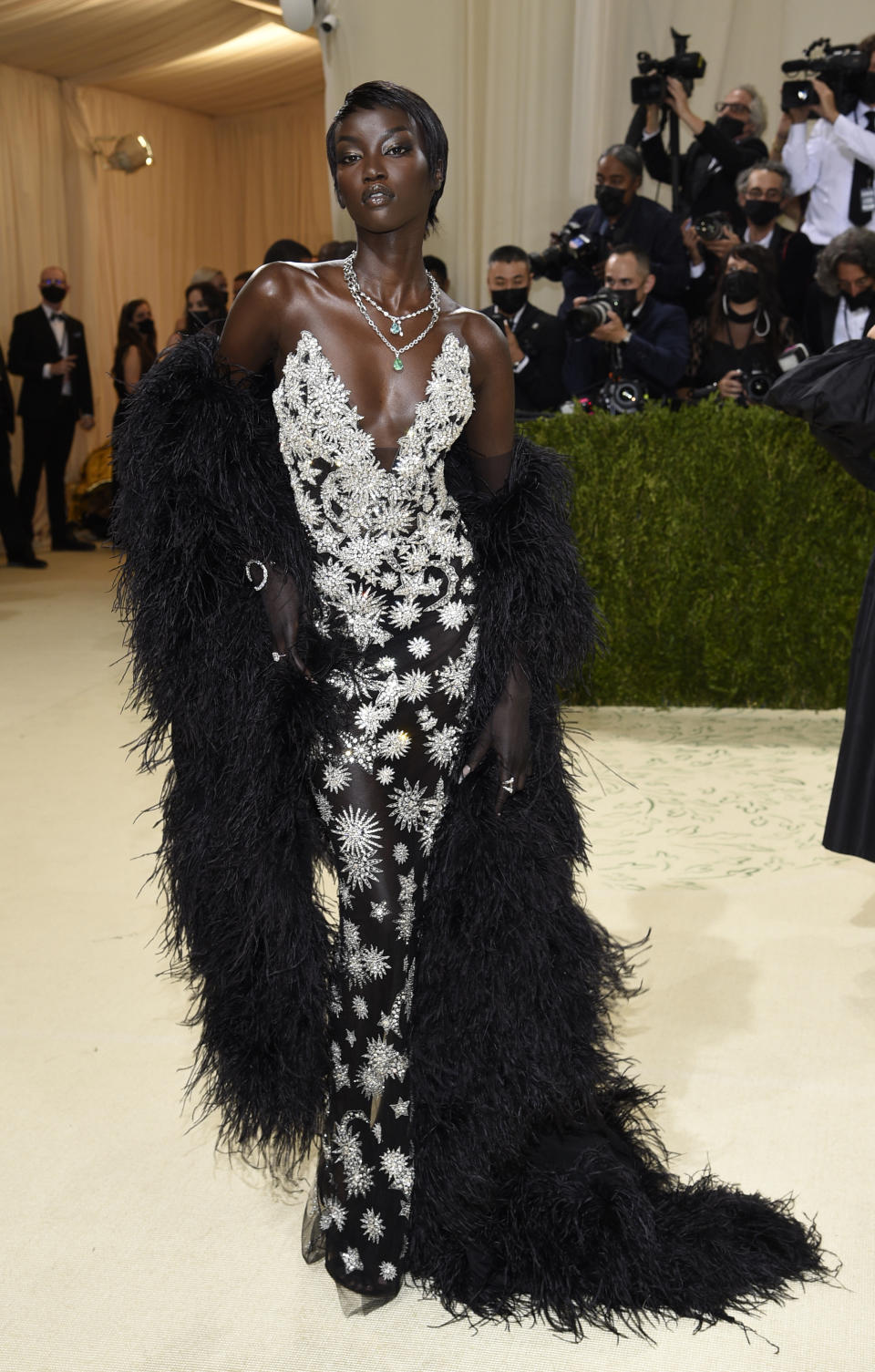 Anok Yai attends The Metropolitan Museum of Art's Costume Institute benefit gala celebrating the opening of the "In America: A Lexicon of Fashion" exhibition on Monday, Sept. 13, 2021, in New York. (Photo by Evan Agostini/Invision/AP)