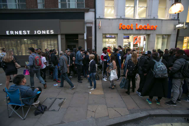 Kanye West trainer release Oxford Street