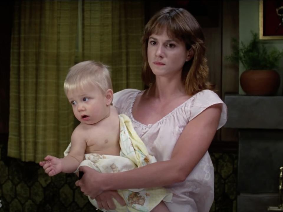 Holly Hunter holds a baby in "Raising Arizona."