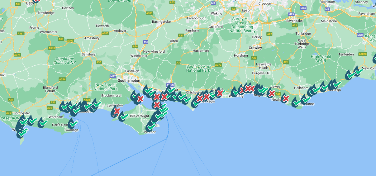 An interactive map has shown where the most polluted beaches in England are. (Surfer's Against Sewage)