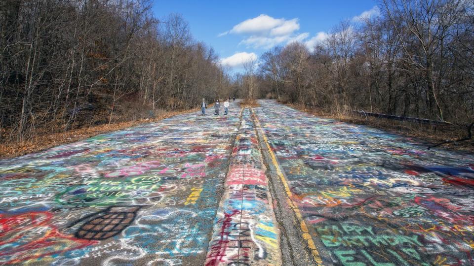 graffiti covered highway, centralia, pennsylvania