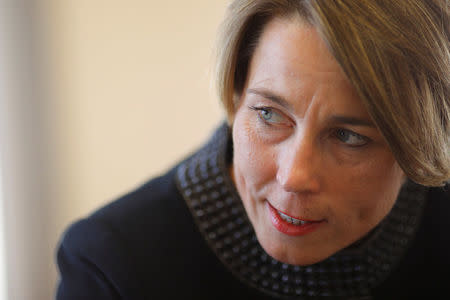 Massachusetts Attorney General Maura Healey answers a question during an interview with Reuters at her office in Boston, Massachusetts, U.S., July 26, 2017. REUTERS/Brian Snyder
