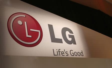 The LG company logo is seen following an event during the annual Consumer Electronics Show (CES ) in Las Vegas, Nevada January 6, 2014. REUTERS/Robert Galbraith