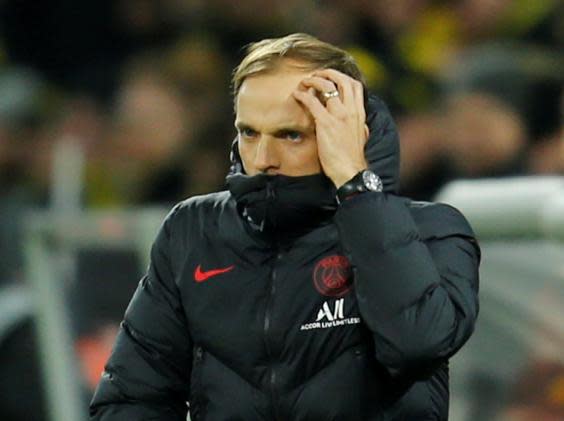 A worried Tuchel looks on in Dortmund (REUTERS)