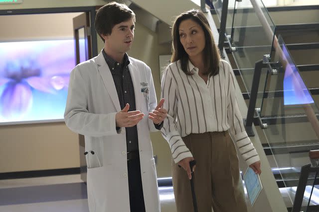 <p>ABC/Jeff Weddell</p> Freddie Highmore (left) and Christina Chang in 'The Good Doctor'