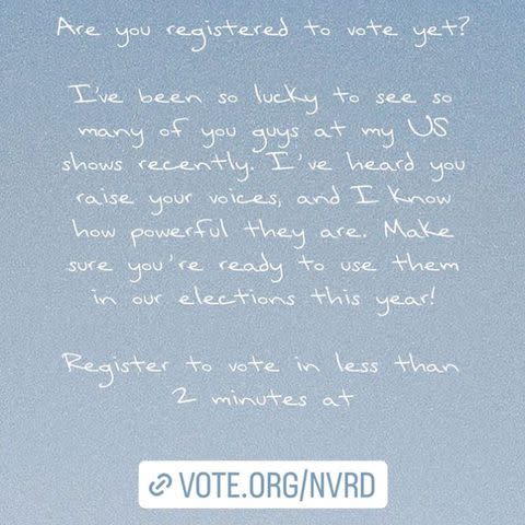 <p>Taylor Swift/Instagram</p> Taylor Swift's National Voter Registration Day statement