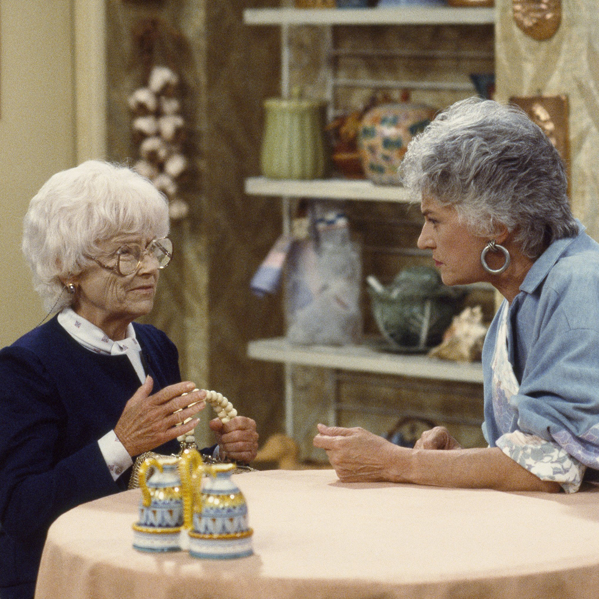 Estelle Getty as Sophia Petrillo (L) with Bea Arthur as Dorothy Zbornak (R) on NBC's 