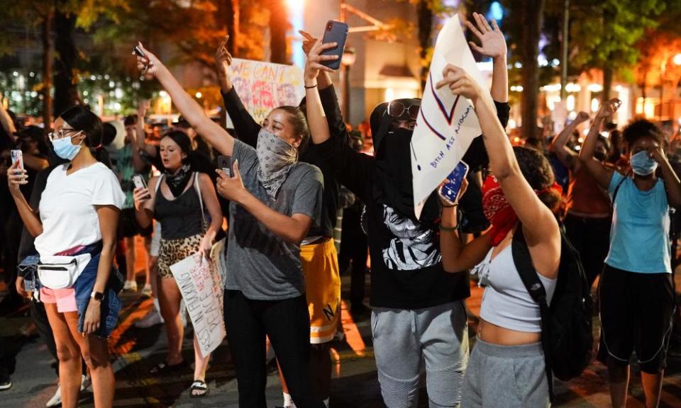 People protest in Atlanta, Georgia.