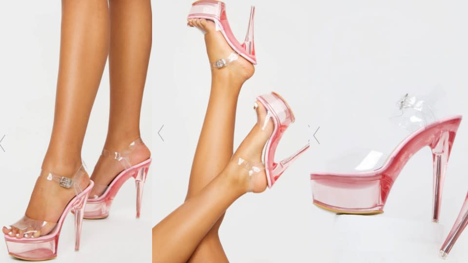 Pink Extreme Clear Platform Sandals - PrettyLittleThing, $59