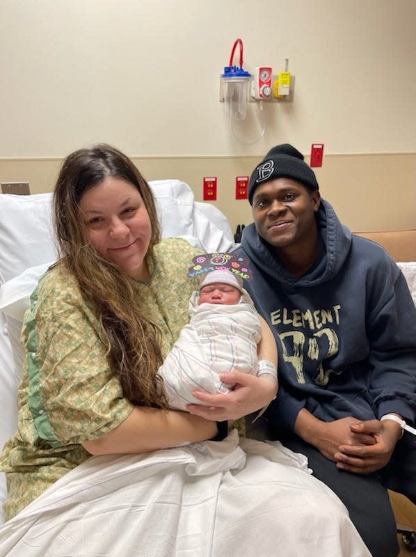 Parents Morgan and Aden of Hull welcomed baby Amina at 12:25 a.m. Sunday, Jan. 1, the first baby born at South Shore Hospital in 2023.