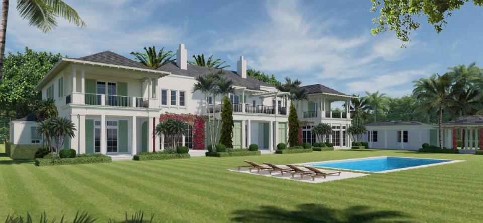 The Architectural Commission has asked for major revisions to the design of this mansion proposed for a vacant lot of 1.7 acres at 1440 S. Ocean Blvd. This is the façade that would have faced 246 feet of frontage on the Intracoastal Waterway.