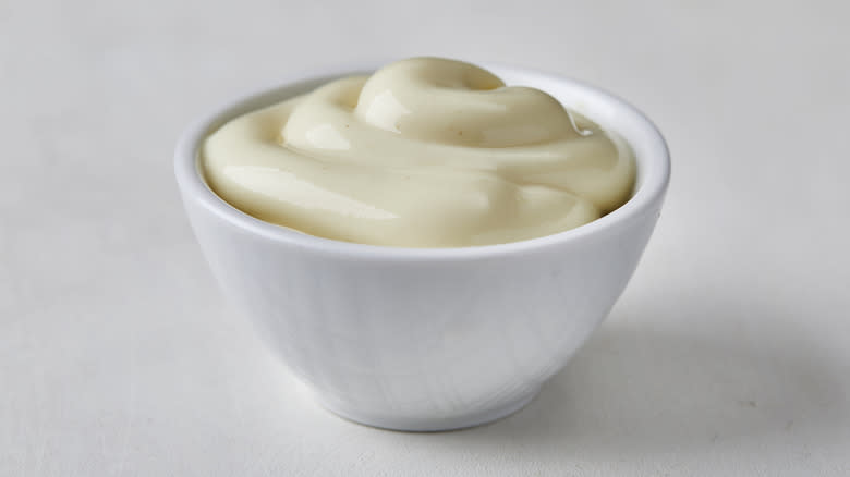 Mayo in white bowl