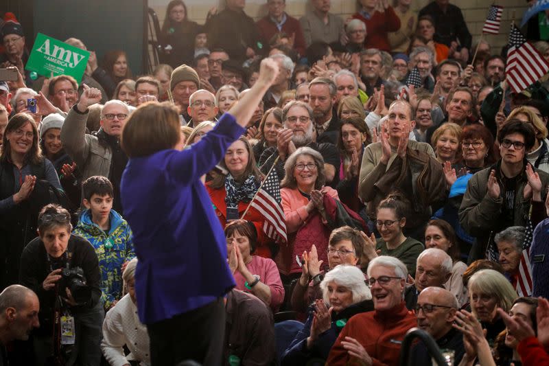 Democratic 2020 U.S. presidential candidate Senator Amy Klobuchar speaks during campaign event in Nashua, New Hampshire