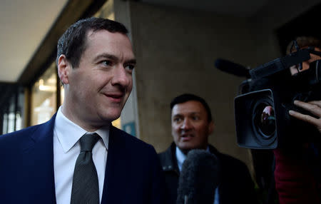 Former Chancellor George Osborne arrives at the Evening Standard offices to formally take up the role of editor of the newspaper in London, Britain, May 2, 2017. REUTERS/Hannah McKay