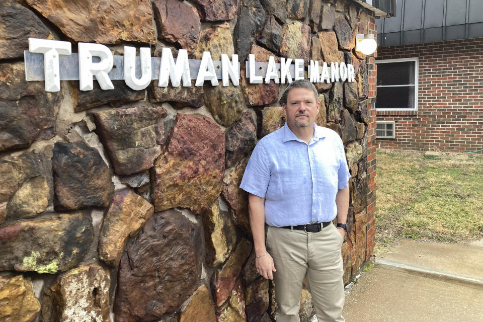 /// Tim Corbin, administrator of Truman Lake Manor, poses for a photo outside the nursing home facility on Feb. 14, 2023, in Lowry, Mo. The facility was cited in December for a violation of the federal vaccination requirement for health care workers but subsequently came into compliance. Corbin believes it's time for the vaccination mandate to end. (AP Photo/David A. Lieb)