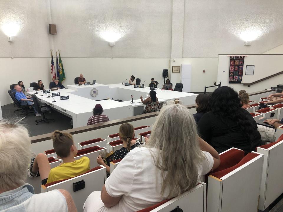Dozens of Binghamton residents, community members and housing advocates filled the city council chambers Wednesday, July 5, 2023 to speak out against the city's decision to allow the developer of a multi-million dollar project receive a tax break.