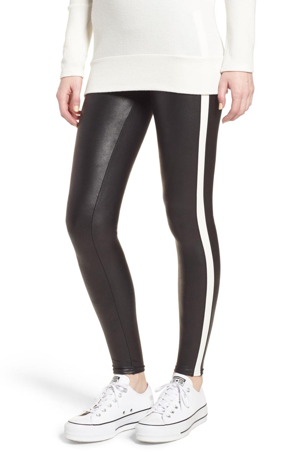 Side Stripe Faux Leather Leggings. Image via Nordstrom.