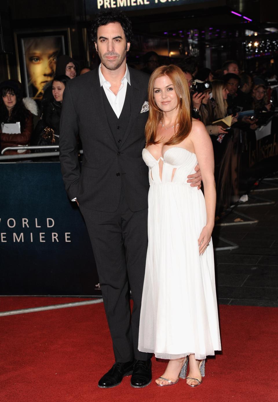 LONDON, ENGLAND - DECEMBER 05: Actors Sasha Baron Cohen and Isla Fisher attends the "Les Miserables" World Premiere at the Odeon Leicester Square on December 5, 2012 in London, England. (Photo by Stuart Wilson/Getty Images)