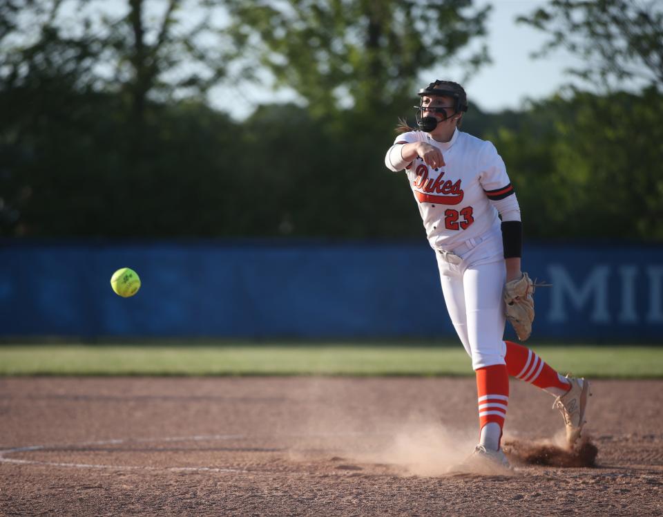 Marlboro's Leah Gunsett pitches during the Section 9 Class Bfinal versus Ellenville on May 26, 2023. 