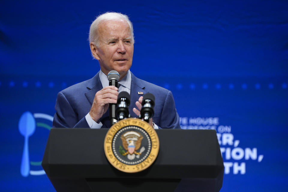 President Joe Biden speaks during the White House Conference on Hunger, Nutrition, and Health.