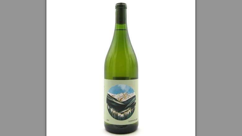 wine bottle with mountainscape label