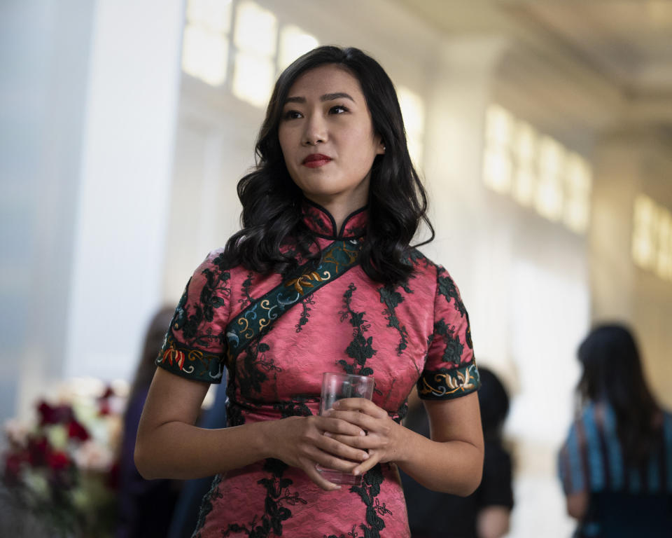 This image released by The CW shows Olivia Liang as Nicky Shen in a scene from "Kung Fu," premiering on April 7. (Kailey Schwerman/The CW via AP)