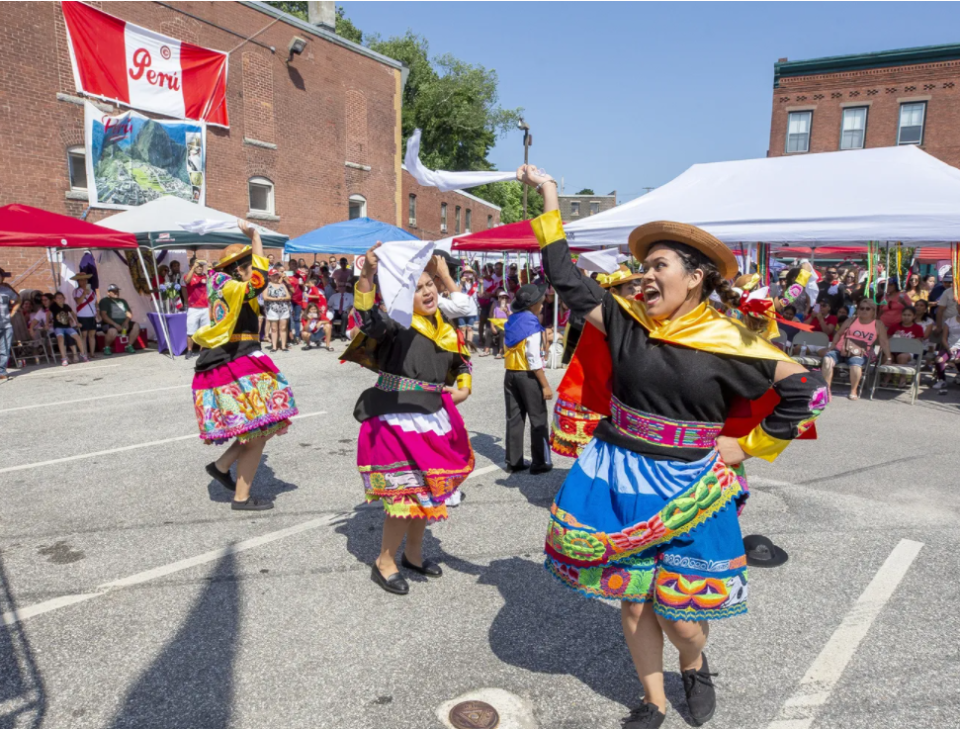 In this 2019 file photo of Global City Norwich's Peruvian Festival, dancers from the Danza Huancayo troupe perform.