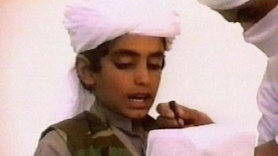 Hamza bin Laden appeared in a lot of propaganda videos when he was young. Source: AAP