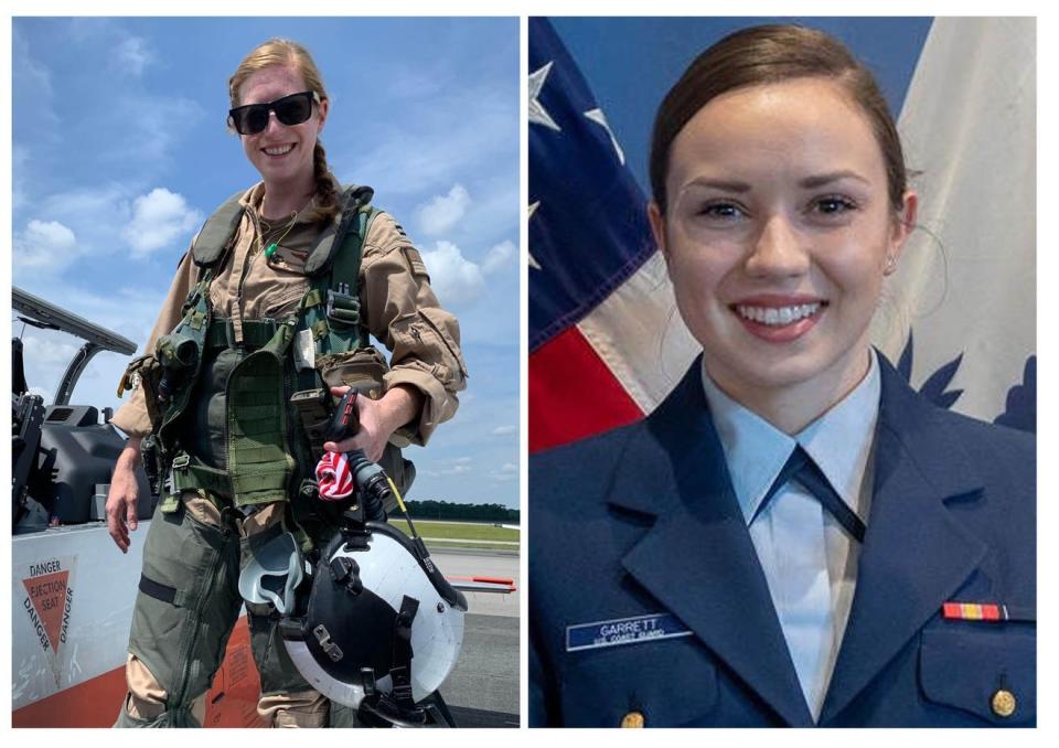 Navy Lt. Rhiannon Ross, 30, and Coast Guard Ensign Morgan Garrett, 24, died in an Oct. 23, 2020, crash of a T-6B Texan II training aircraft while en route from Naval Air Station Whiting Field to to a landing field near Foley, Alabama. The Navy recently released its investigative report into the crash.