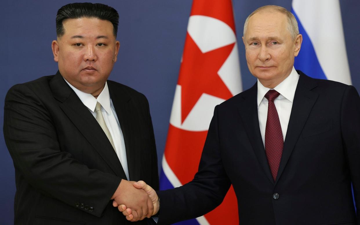 Vladimir Putin met Kim Jong-un outside the city of Tsiolkovsky, Russia, in September last year