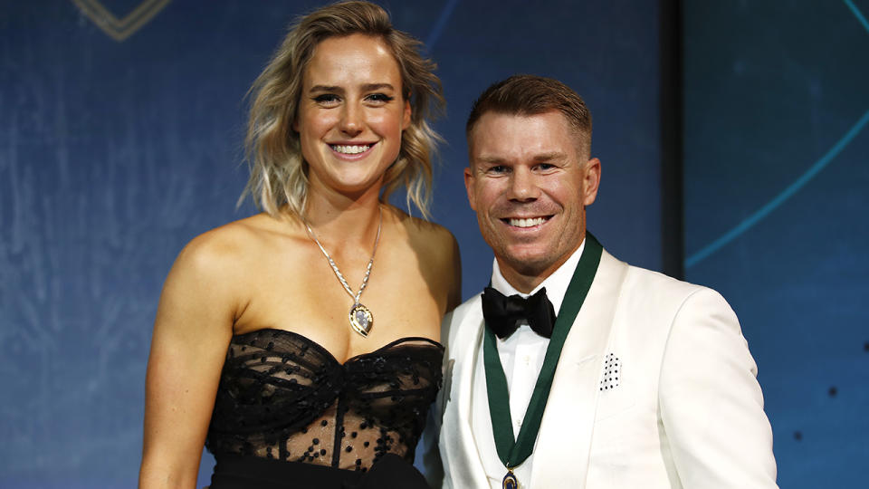 Ellyse Perry and David Warner, pictured here at the Australian Cricket Awards.