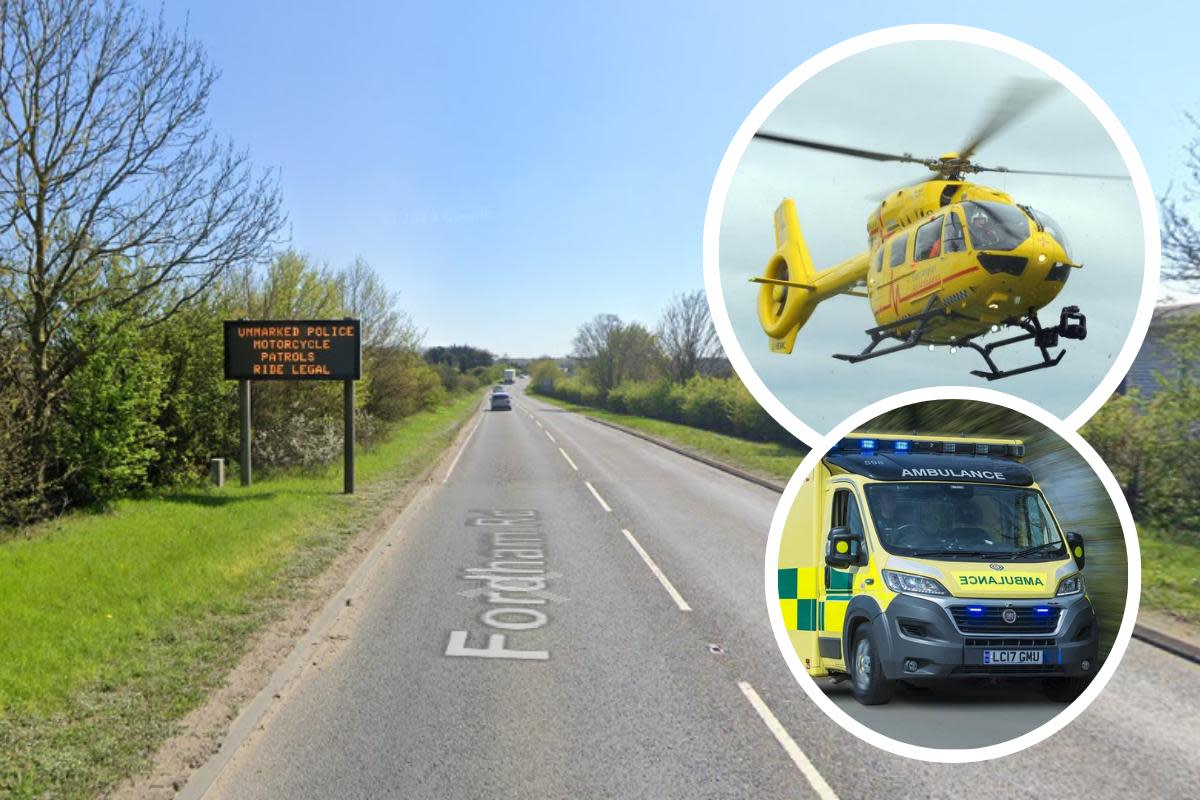 Three air ambulances have been called to a major crash on a Suffolk A-road <i>(Image: Google/Newsquest)</i>