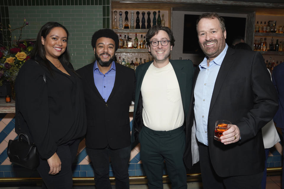 WEST HOLLYWOOD, CALIFORNIA - JANUARY 11: (L-R) Zoë Kent, Foster Driver, Michael Greenwald and Conrad Green attend the Variety Showrunners dinner presented by A+E Studios in West Hollywood on January 11, 2024 in West Hollywood, California. (Photo by Presley Ann/Variety via Getty Images)