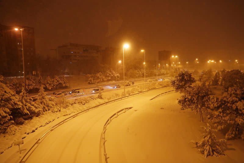 Heavy snowfall in Madrid