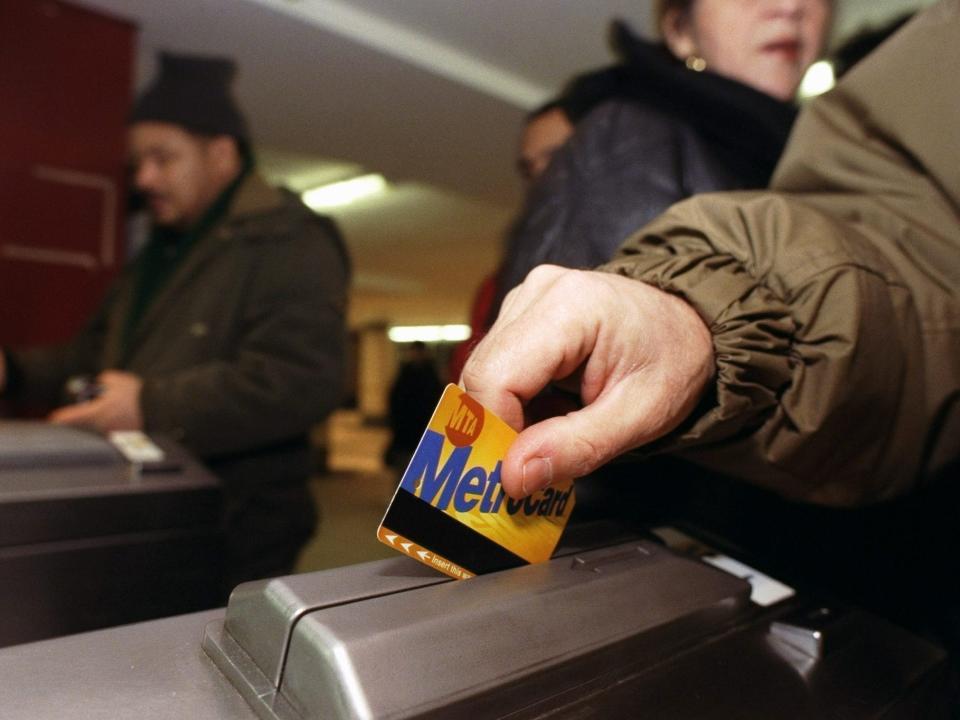 Metrocard users at the Rockefeller Center subway station.