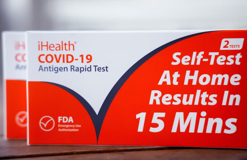 FILE PHOTO: Free COVID-19 test kits distributed to DC residents in Washington are seen in this illustration
