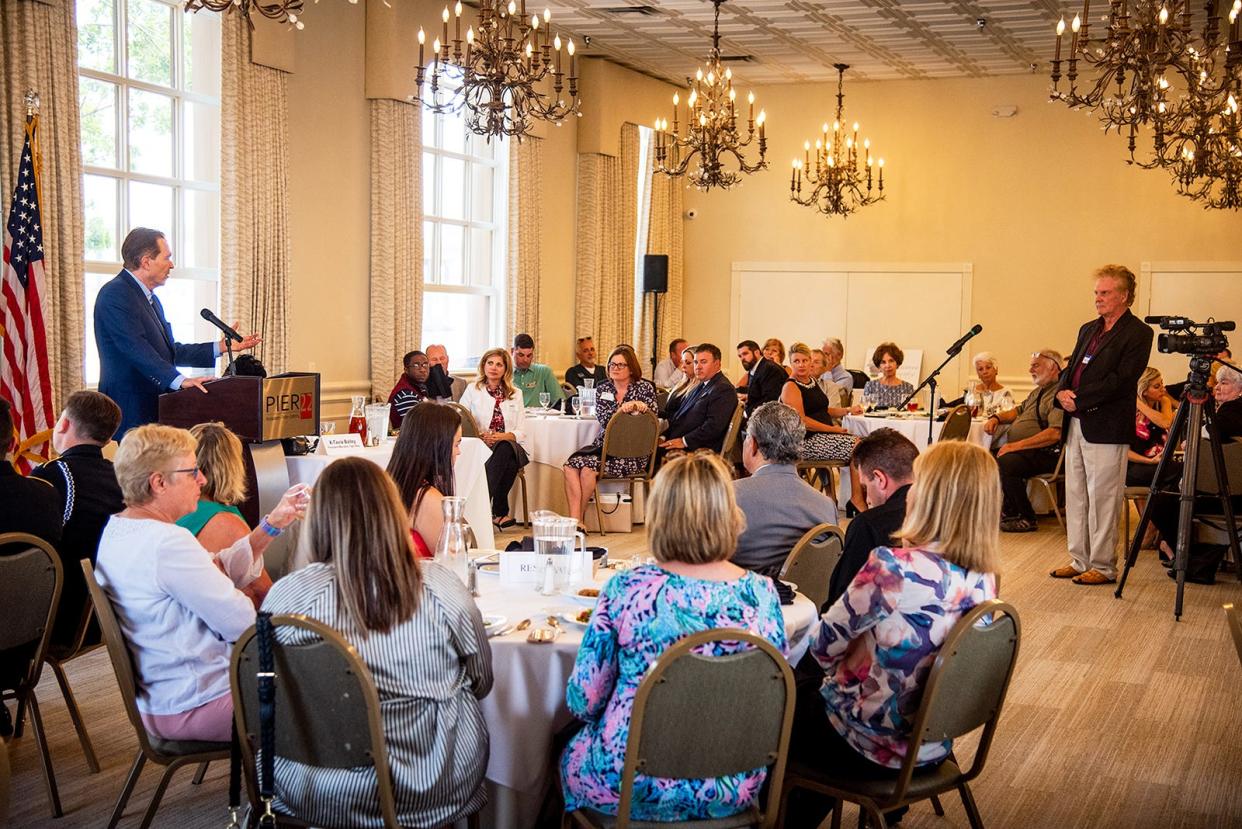 U.S. Rep. Vern Buchanan addressed a packed audience at the Manatee Tiger Bay Club Thursday afternoon, hours after his re-election bid for District 16.