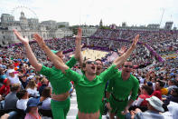 A general view while fans enjoy the atmosphere on Day 1 of the London 2012 Olympic Games at the Horse Guards Parade on July 28, 2012 in London, England. (Getty Images)