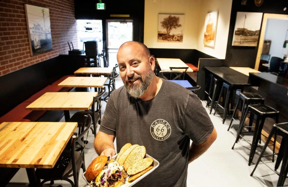 Chef Tye Bauer inside Bauer’s Downtown Gastropub at 822 9th Street in Modesto, Calif.