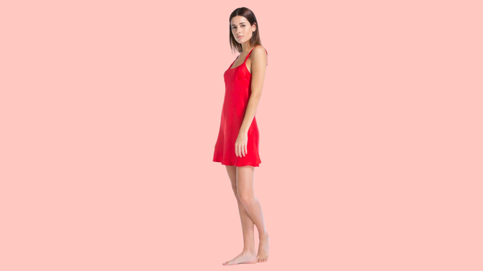 This mulberry silk nightgown has adjustable straps for comfort