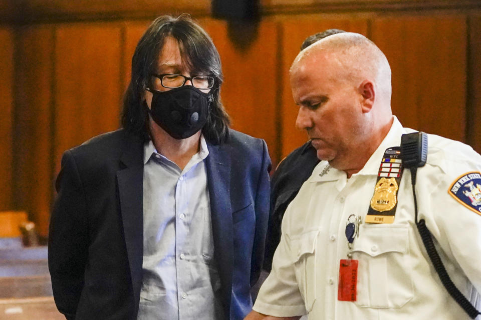 Edward Kosinski appears in criminal court after being indicted for conspiracy involving handwritten notes for the Eagles album "Hotel California," Tuesday, July 12, 2022, in New York. (AP Photo/John Minchillo)