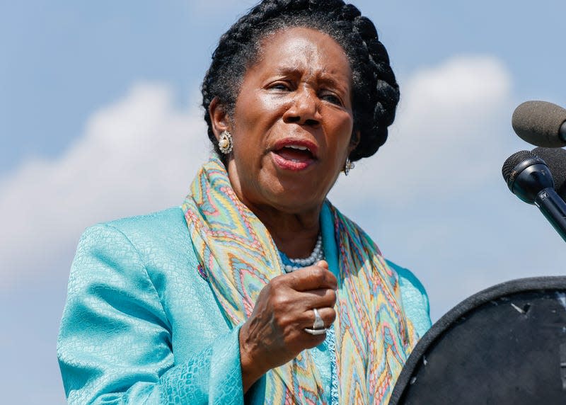 JULY 18: Rep. Sheila Jackson Lee (D-TX) speaks at a press conference calling for the expansion of the Supreme Court on July 18, 2022 in Washington, DC.