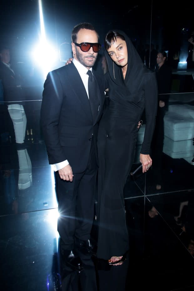 Tom Ford and Katie Holmes pose together.<p>Photo: Dimitrios Kambouris/Getty Images for NYFW: The Shows</p>