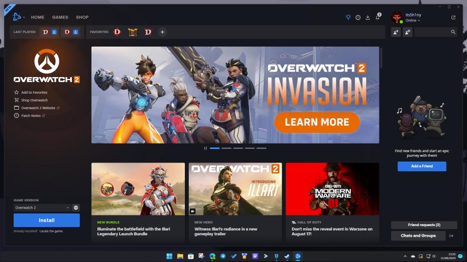 Overwatch 2 in Blizzard's Battle.net launcher